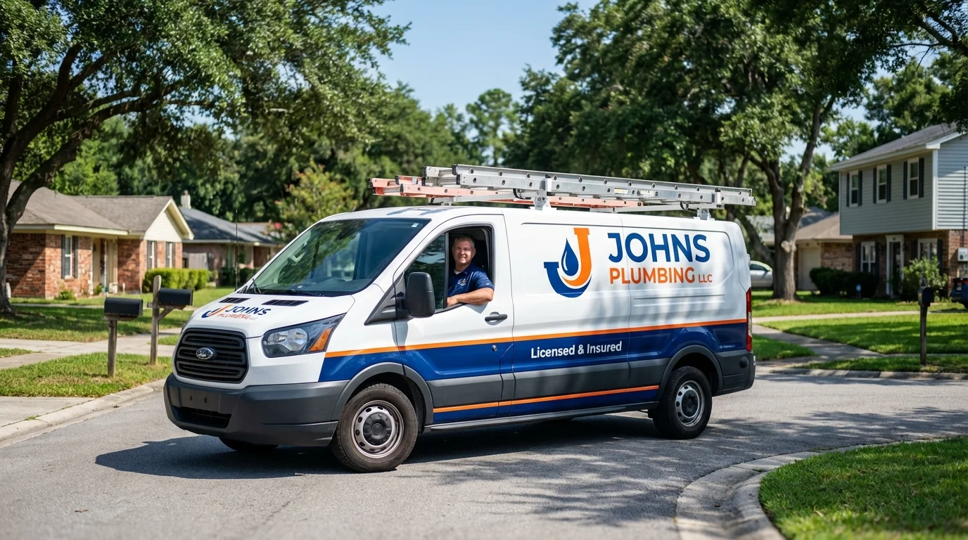 Johns Plumbing LLC service van in Alamo, TX