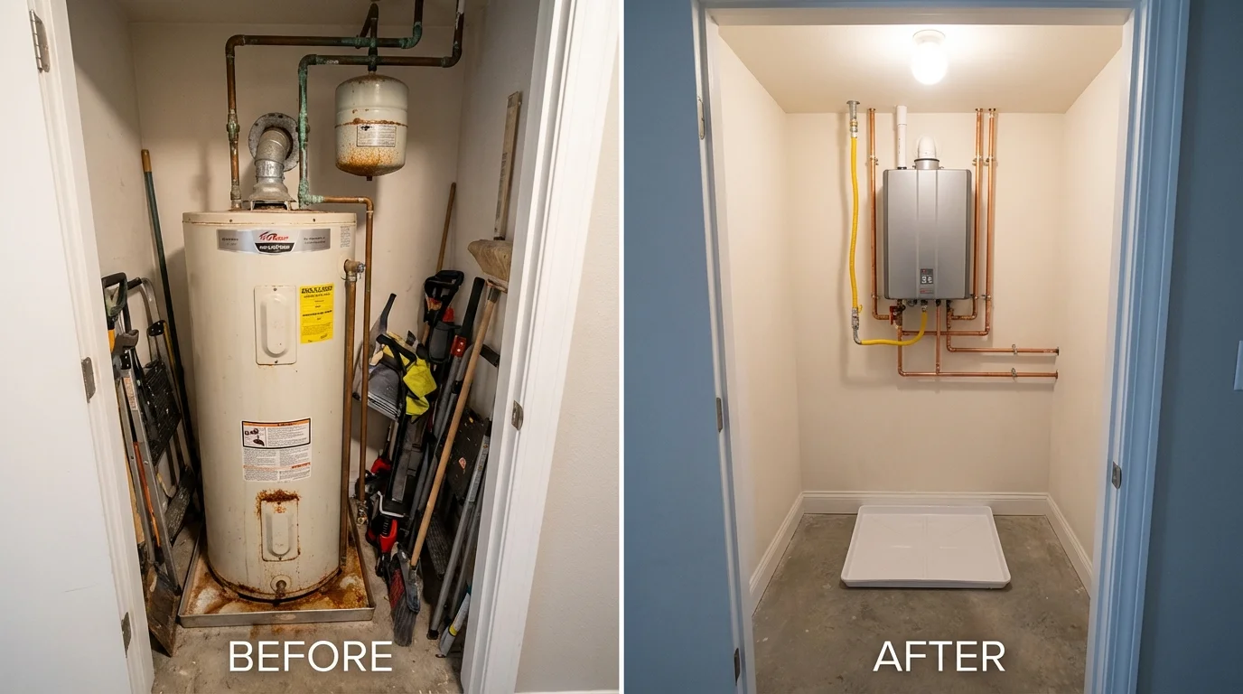 Tank water heater versus wall-mounted tankless unit comparison for Alamo, TX homeowners