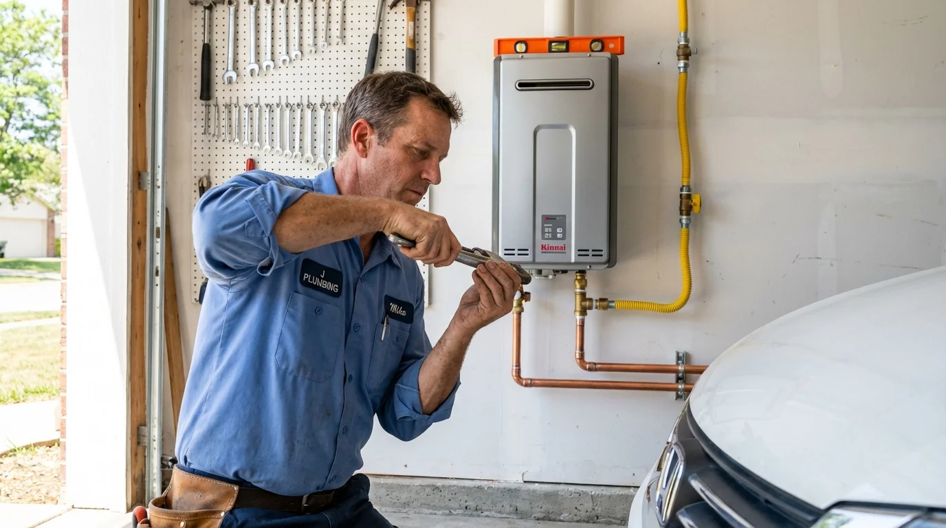Tankless water heater installation by a Johns Plumbing LLC plumber in Alamo